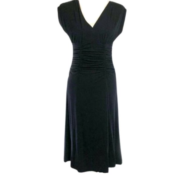 CAbi Dresses & Skirts - Cabi Black Ruched Short Sleeve Midi Dress Cabi Sty